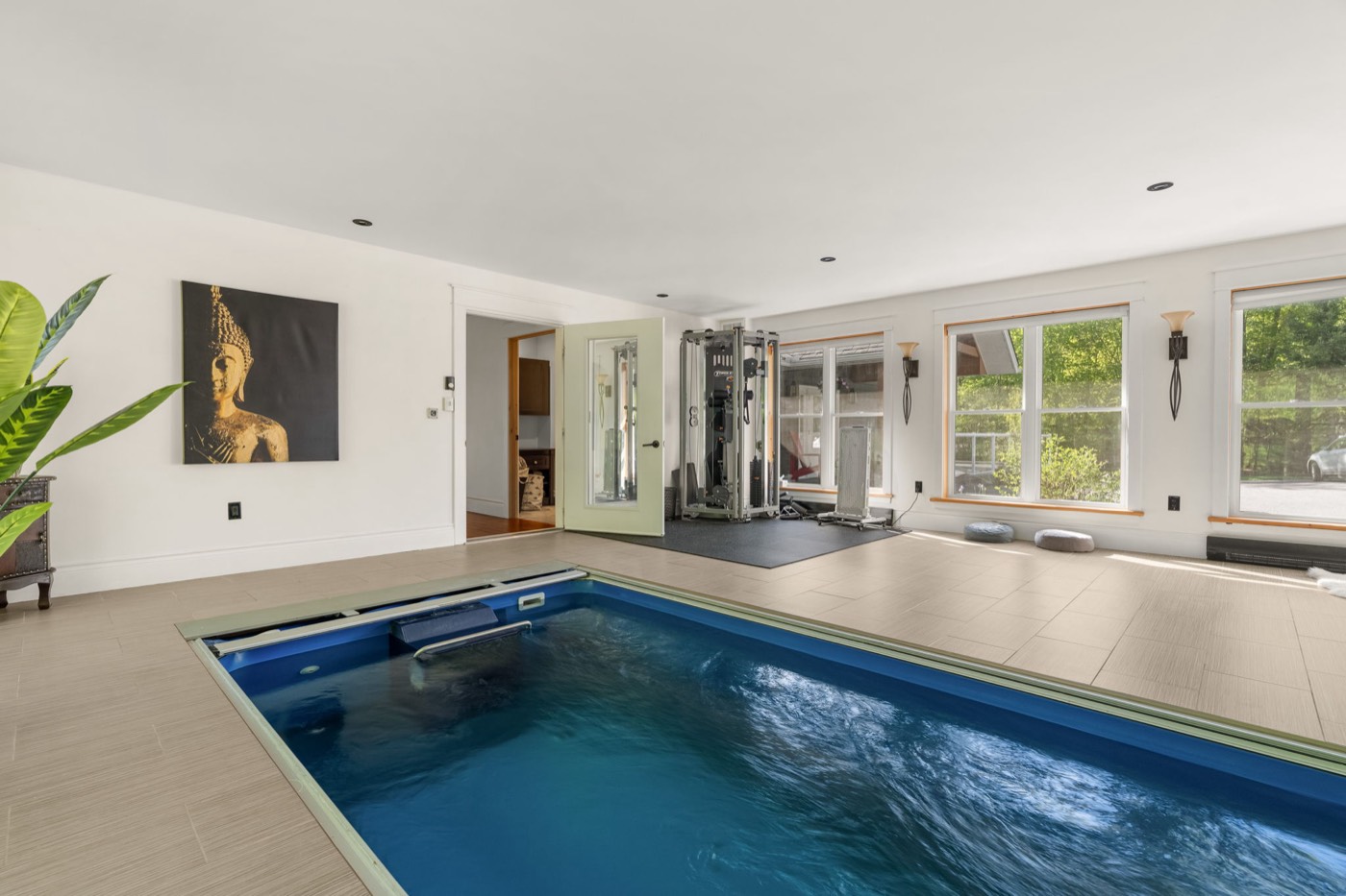 Indoor lap pool and private fitness studio